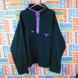 Vintage 90s White Sierra Fleece Jacket Size L 1/4 Snap Pullover Minor Flaws